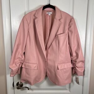 Bar III Luster Rose Blazer XL Ruched Sleeves
